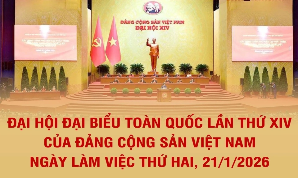 Ng&agrave;y l&agrave;m việc thứ hai Đại hội đại biểu to&agrave;n quốc lần thứ XIV của Đảng Cộng sản Việt Nam