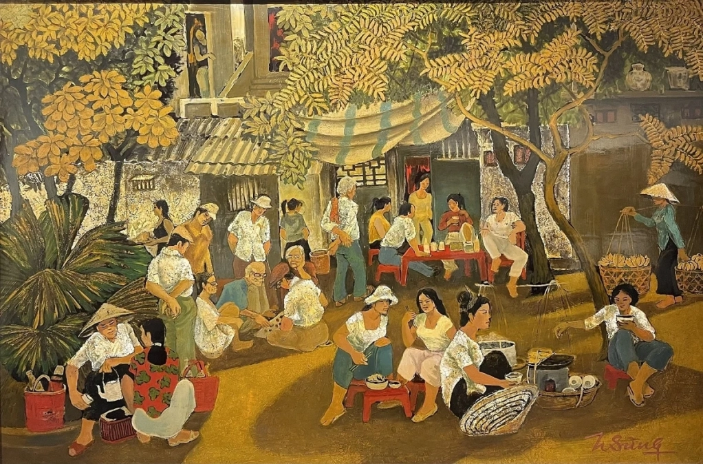 Chợ quê trong tranh họa sĩ Hoàng Sùng