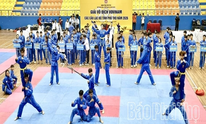 Gần 100 vận động vi&ecirc;n tham gia Giải v&ocirc; địch Vovinam c&aacute;c c&acirc;u lạc bộ tỉnh Ph&uacute; Thọ