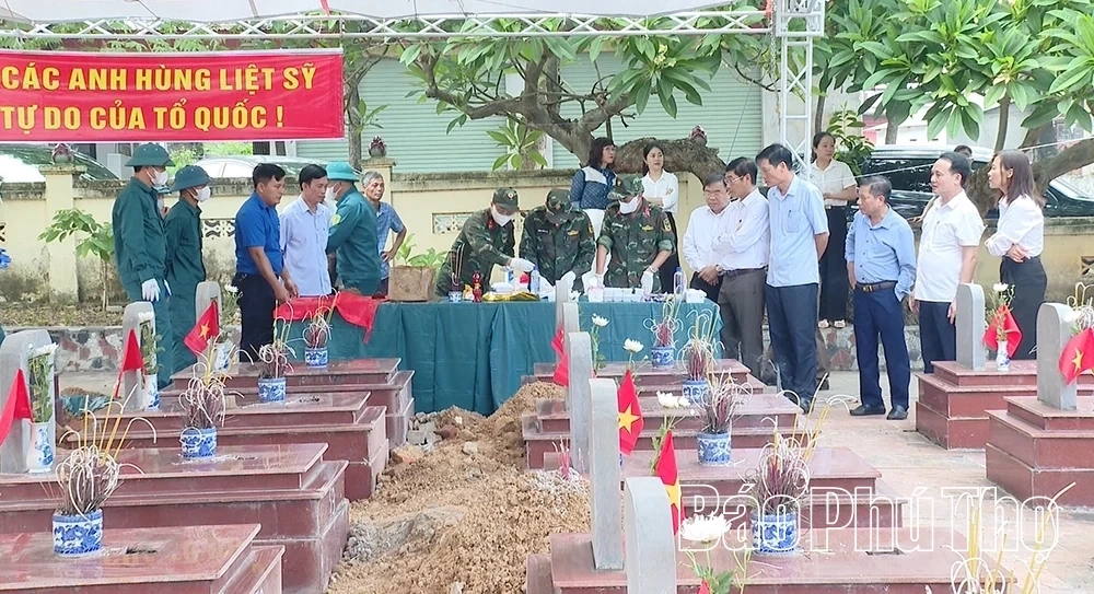 Triển khai lấy mẫu hài cốt liệt sĩ tại các nghĩa trang liệt sĩ xã Hoàng An