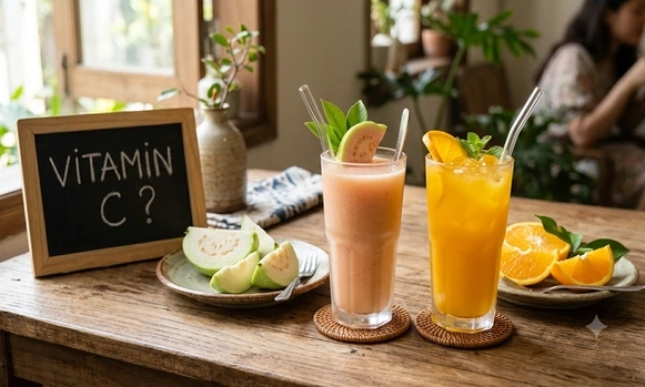 Nước &eacute;p ổi hay nước cam gi&agrave;u vitamin C hơn?